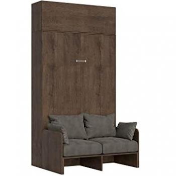 Sofá Cama Kentaro Nogal 120 con Mueble Alto Abatible y Vasistas