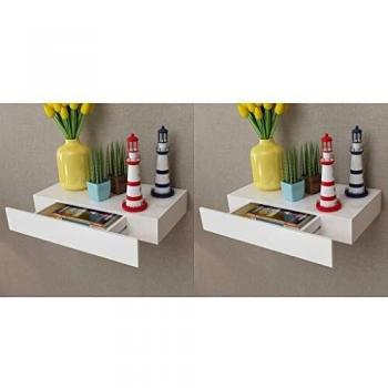 vidaXL 2X Estantes Pared Flotantes con Cajones Blanco 48 cm Diseño Decoración