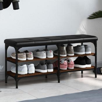 Banco zapatero madera de ingeniería marrón roble 102x32x47 cm
