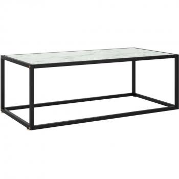 Mesa de centro vidaXL con vidrio 100x50x35 cm, transparente y negro, mesita de salón o comedor, mesa de café