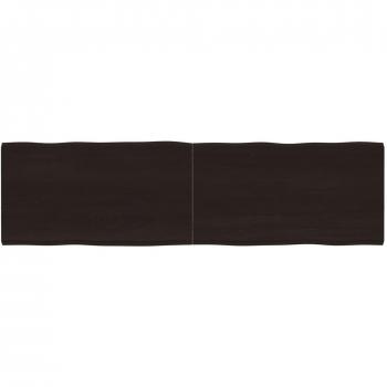 Tablero de mesa de madera tratada en roble sin tratar, color marrón oscuro, dimensiones 180 x 50 x (2-4) cm