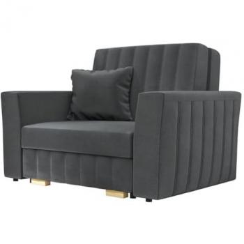 Sillón Columbus 135 Tapiz Gris con Patas de Madera y Plástico, 85x115x98cm, Mueble Ya Montado