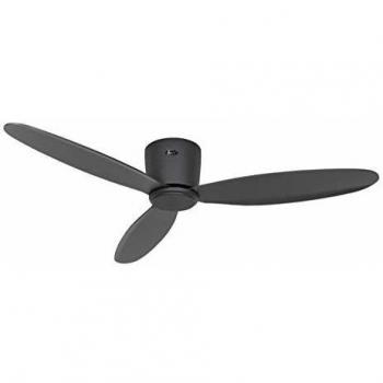 Ventilador de techo CasaFan Eco Plano II 112 gris basalto y negro, 112 cm de diámetro, diseño plano, motor eficiente, control remoto opcional