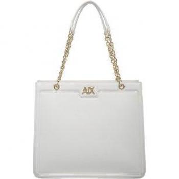 Bolso de hombro para mujer Armani Exchange X Logo cuero blanco
