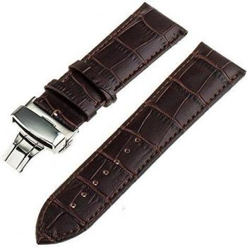 TRUMiRR 22mm Cuero Genuino de Venda de Reloj de Mariposa de Hebilla de Correa para Samsung Gear 2 R380 Neo R381 Live R382, Samsung Gear S3 Classic/Frontier, Moto 2 360 46mm, Guijarro Tiempo / Acero, Asus ZenWatch 1 2 Los Hombres, LG G Reloj Urbano W150