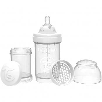 Twistshake Biberón Anti-cólicos con Tetina Flujo Lento de Silicona para Bebés, la Alimentación Biberón Con Tetina Similar al Pecho, Botella para Beber de Leche, 180 ml, Sin BPA, 0+ Meses, Blanco