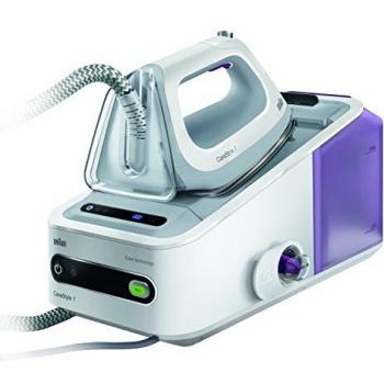 Braun Carestyle 7 IS7043WH - Centro de planchado, suela bidireccional eloxal 3 d, 2400 W, depósito extraíble 2 L, golpe de vapor 400 gr/min, gris y púrpura