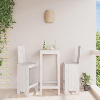 Taburetes de Bar 2 Piezas Blanco 40x42x120 cm Madera Maciza de Pino
