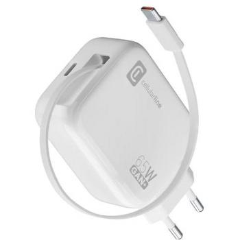 Cargador Retráctil 65W USB-C GaN Blanco