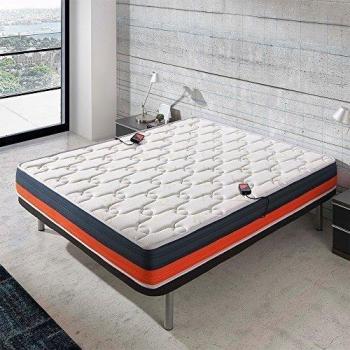 ECODE Colchón viscoelástico Baicent Fleur de Lavande con Sistema de Masaje 8 vibromotores, Mando, 22 cm 150x200