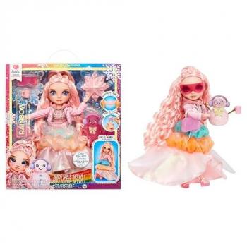 Rainbow High Muñeca Winter Wonderland Bella Parker con pelo rosa, 28 cm de altura, incluye nieve mágica oculta que se hincha con agua y kit de muñeco de nieve, para niños de 4 a 12 años y cole