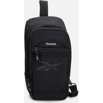 Mochila de asa única Reebok Newport negra con bolsillo frontal y logo