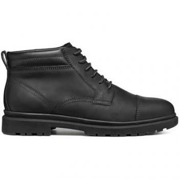Geox Andalo Black Leather Ankle Boots with Block Heel for Men - Size 41