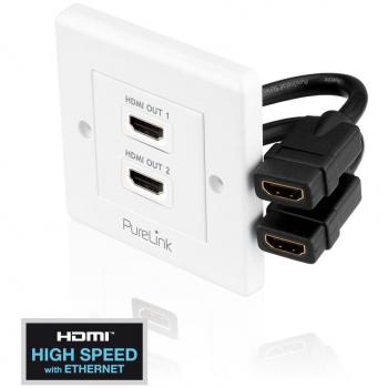 Toma HDMI Doble Purelink PureInstall - Conector de Alta Velocidad con Canal Ethernet, Color Blanco