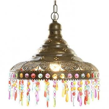 Lámpara de Techo Metal Acrílico 37x37x38 Dorado