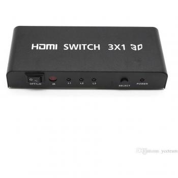 Switch HDMI 3x1 Yatek YK-0301, Soporte para 3D, Selección y Amplificación de Señal HDMI