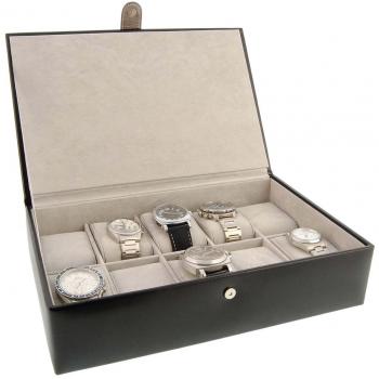 Estuche 10 Relojes en Piel Negro Talla: U Color: Negro