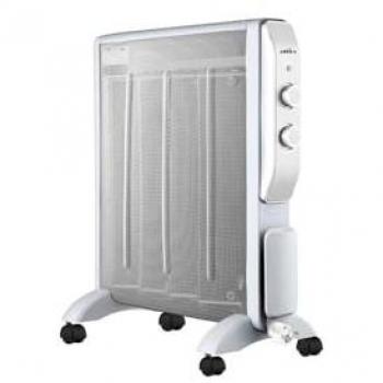 Radiador de Mica 2000W 4 Elementos Blanco Plata con Termostato Regulable y Luz Indicadora, Antivuelco - Modelo Abrigo