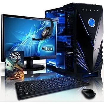 VIBOX Zeta Paquet 1 - 4,0GHz CPU 4-Core AMD, R7 360 GPU, Avanzado, Ordenador de sobremesa para oficina Gaming con monitor, Iluminaciàn interna azul