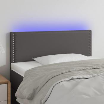 Cabecero LED de cuero sintético gris 90x5x78/88 cm