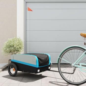 Remolque de carga para bicicleta vidaXL hierro negro y azul 30 kg