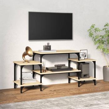 Mueble para TV de madera contrachapada en color roble Sonoma, dimensiones 117x35x52 cm, ideal para salón y almacenamiento de dispositivos electrónicos
