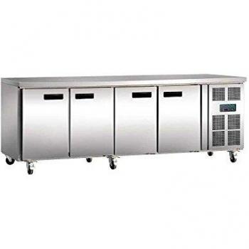 Mesa Refrigerada Positiva de 4 Puertas - 553 L - Temperatura de -2°C a +5°C - Con Ruedas (Frenadas) - Dimensiones: 2230x700x860(h) mm
