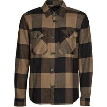 Camisa de hombre Only & Sons Overshirt Milo Check Marrón con diseño de cuadros, cierre frontal con botones, dos bolsillos en el pecho y ajuste regular