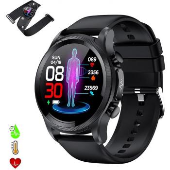 Smartwatch E400 con detección de glucosa en sangre, monitor de tensión y O2. ECG con medición en pecho