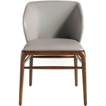 Silla de comedor tapizada en polipiel Vison con estructura de nogal, dimensiones 55 x 60 x 76 cm