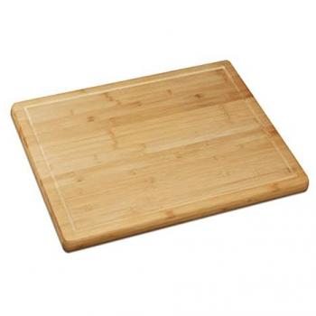 Set de 2 Tablas de Cortar y Servir en Bambú con Borde Ranurado, Antibacterianas, Protector de Encimera, 56,5 x 50 cm, Naturales
