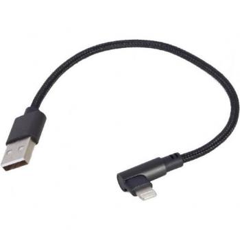 Gembird Cable USB 2.0 a Lightning, Conector Macho a Macho, Ángulo Recto, Longitud 0.2m, Color Negro