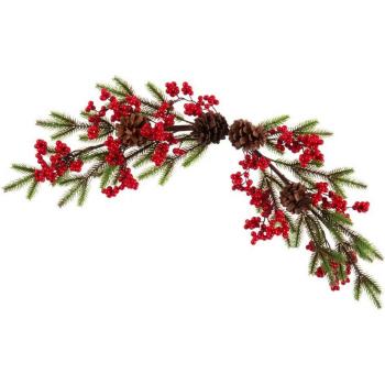 Centro de mesa de Navidad con acebo rojo y pino de plástico de 70 cm