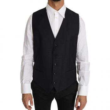 Dolce & Gabbana Gray Wool Silk Waistcoat Vest - IT52 | XL