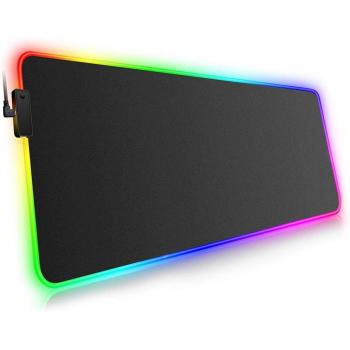 DAM Alfombrilla Gaming GMS-WT-5 con luces LED RGB, tamaño 80x30cm, grosor 4mm, medidas 80x30x1cm