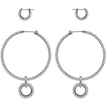 Swarovski Conjunto de pendientes Stone, blanco, Baño de Rodio