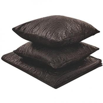Set de Colcha y Cojines Marrón de Poliéster 160 x 220 cm con Patrón Goffrado Decorativo para Dormitorio Rayen