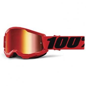 Gafas de Cross 100% Strata 2 Junior Rojas con Lente Espejo y Guantes Talla Única