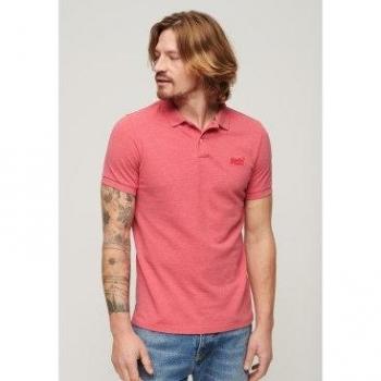 Superdry Classic Pique Short Sleeve Polo Shirt for Men - Punch Pink Marl