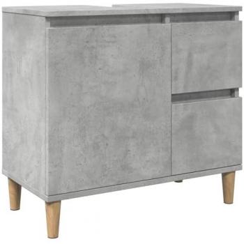 Mueble de lavabo madera ingeniería gris hormigón 65x33x60 cm