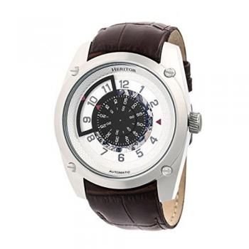 Heritor Automatic Silver Semi-Skeleton Leather Watch