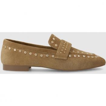 Lodi - Mocasines de mujer en ante color camel con tachas