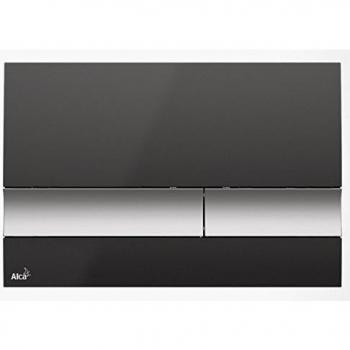 Placa de descarga doble toque Alcaplast Alcadrain Basic, Negro/Cromo Mate M1728-2