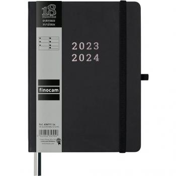 Finocam Agenda 18 Meses 2023-2024 Minimal M5 Semana Vista Horizontal SVH Negro 140x190mm Multilingüe