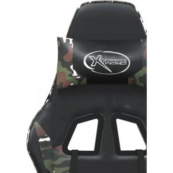 Gaming Chair with Footrest in Black and Camouflage Faux Leather