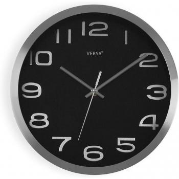 Reloj de Pared Versa de Aluminio Negro 30 cm (4 x 30 x 30 cm)