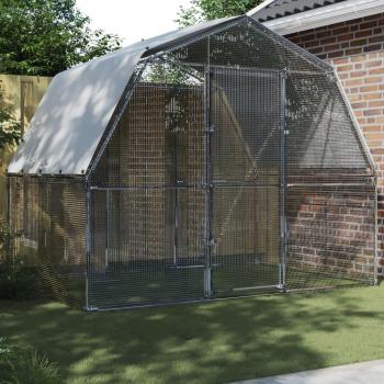 vidaXL Chicken Coop with Roof and Door Silver Galvanised Steel