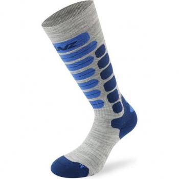 Lenz Skiing 2.0 Children's Socks - Unisex, Gray/Blue, Sizes 31-34