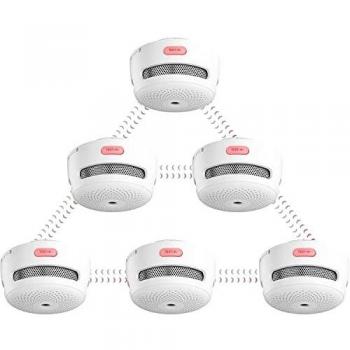 X-Sense Minialarma y Detector de Humo inalámbricos, Detector de Humo inalámbrico e interconectado con baterías reemplazables, Se conforma al estándar EN 14604, XS01-WR, 6 Unidades