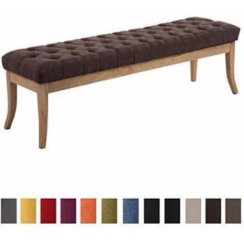 Banco Recibidor Ramses de CLP en Tela Marrón y Madera Clara, 150 cm
